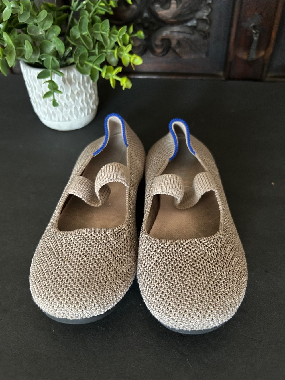 My Kids Neutral Knit Mary Jane Slip-On Shoes